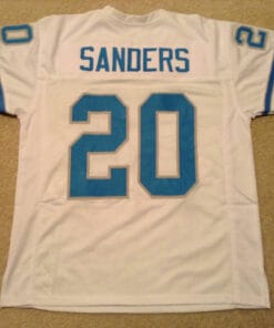 UNSIGNED CUSTOM Sewn Stitched Barry Sanders White Jersey