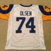 UNSIGNED CUSTOM Sewn Stitched Merlin Olsen White Jersey