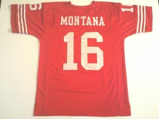 UNSIGNED CUSTOM Sewn Stitched Joe Montana Red Jersey