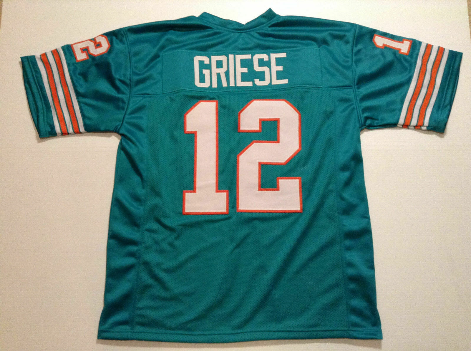 UNSIGNED CUSTOM Sewn Stitched Bob Griese Teal Jersey