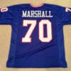 UNSIGNED CUSTOM Sewn Stitched Leonard Marshall Blue Jersey