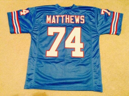 UNSIGNED CUSTOM Sewn Stitched Bruce Matthews Blue Jersey