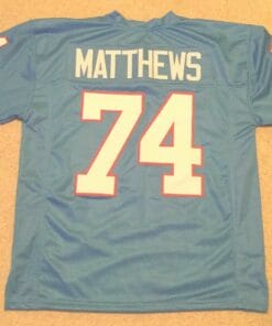 UNSIGNED CUSTOM Sewn Stitched Bruce Matthews No Trim Blue Jersey