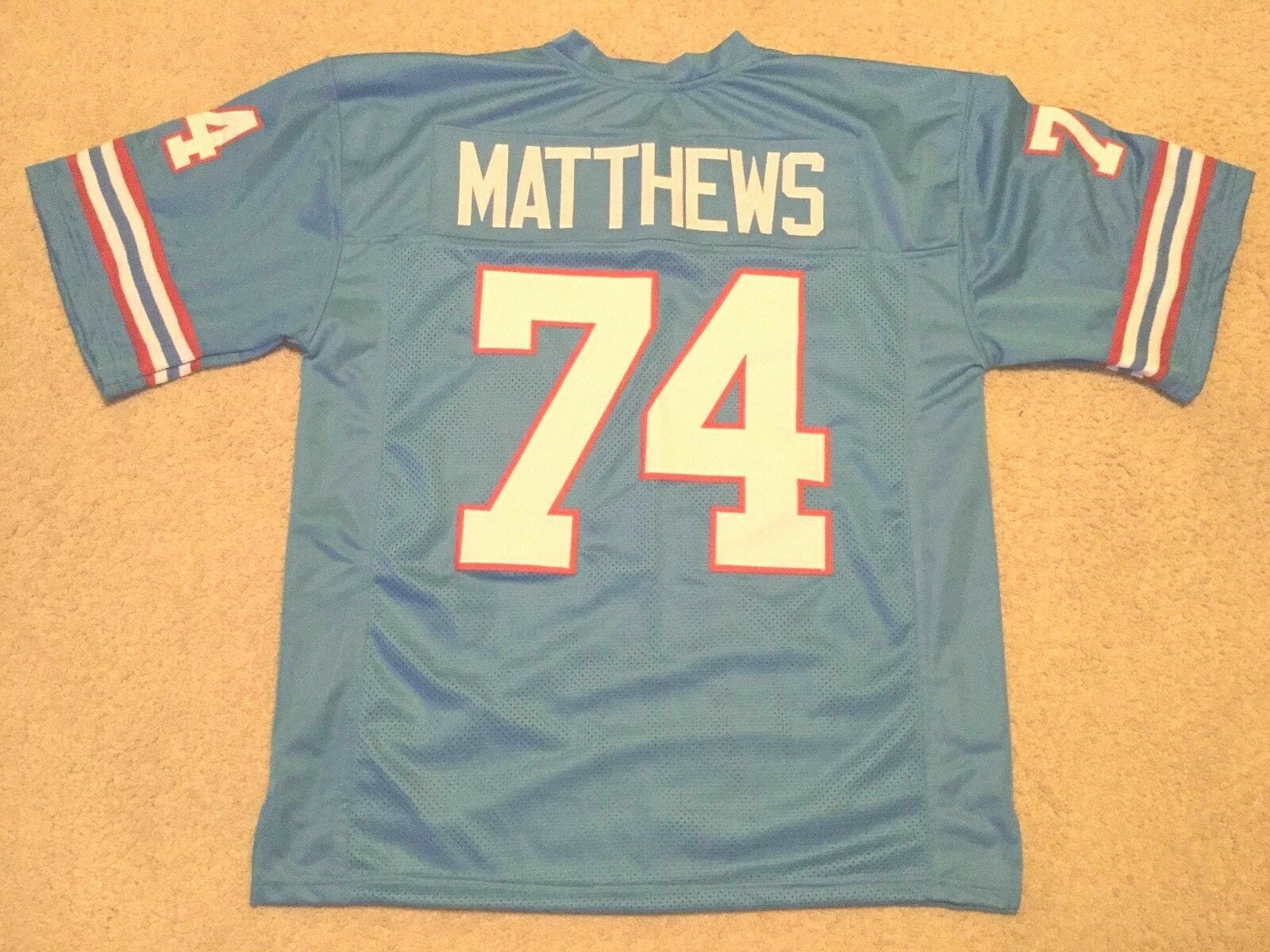 UNSIGNED CUSTOM Sewn Stitched Bruce Matthews No Trim Blue Jersey
