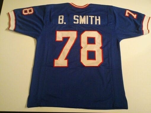 UNSIGNED CUSTOM Sewn Stitched Bruce Smith Blue Jersey