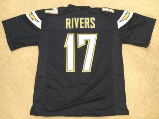 UNSIGNED CUSTOM Sewn Stitched Philip Rivers Blue Jersey