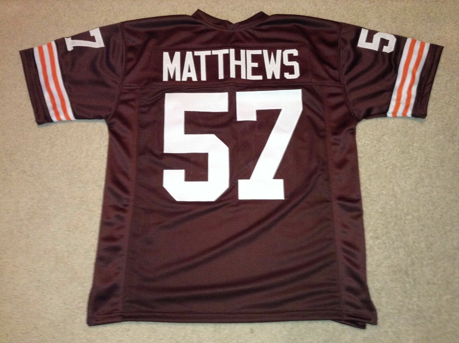 UNSIGNED CUSTOM Sewn Stitched Clay Matthews Jr. Brown Jersey