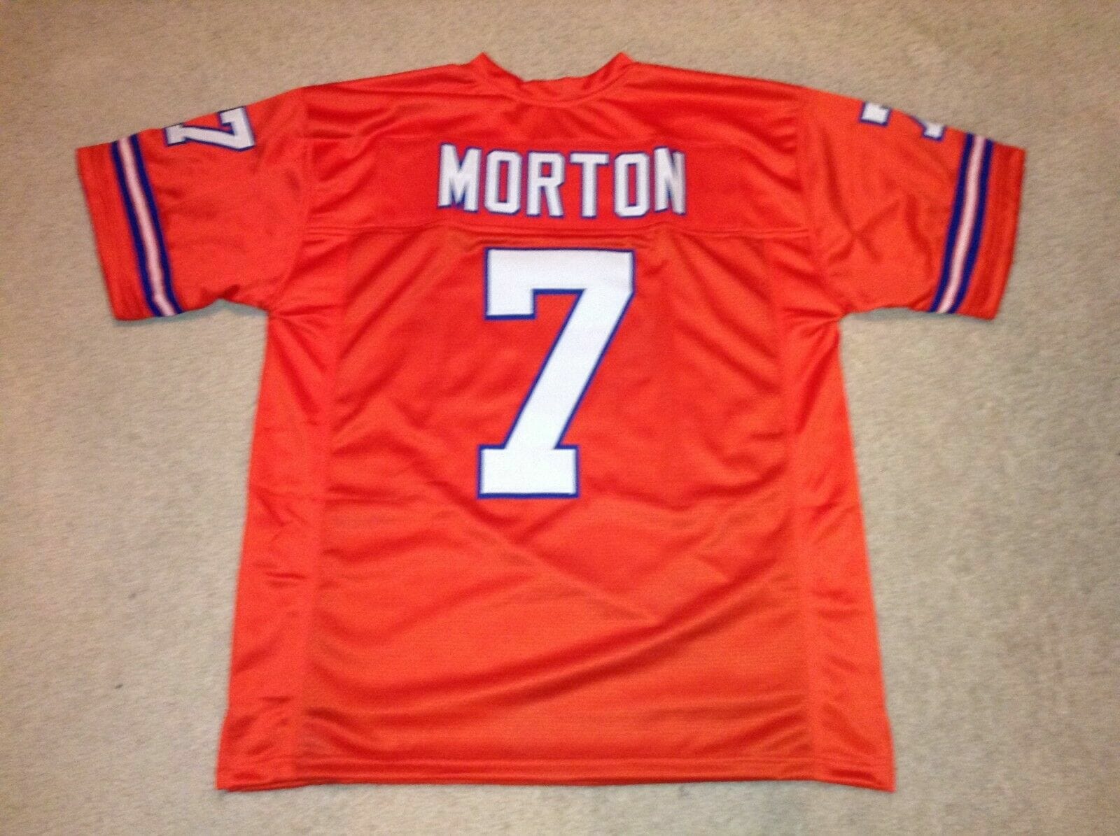 UNSIGNED CUSTOM Sewn Stitched Craig Morton Orange Jersey