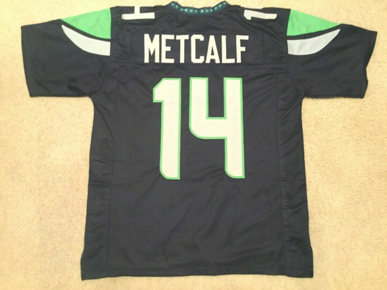 UNSIGNED CUSTOM Sewn Stitched D.K. Metcalf Blue Jersey