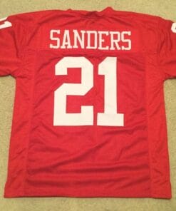 UNSIGNED CUSTOM Sewn Stitched Deion Sanders Red Jersey