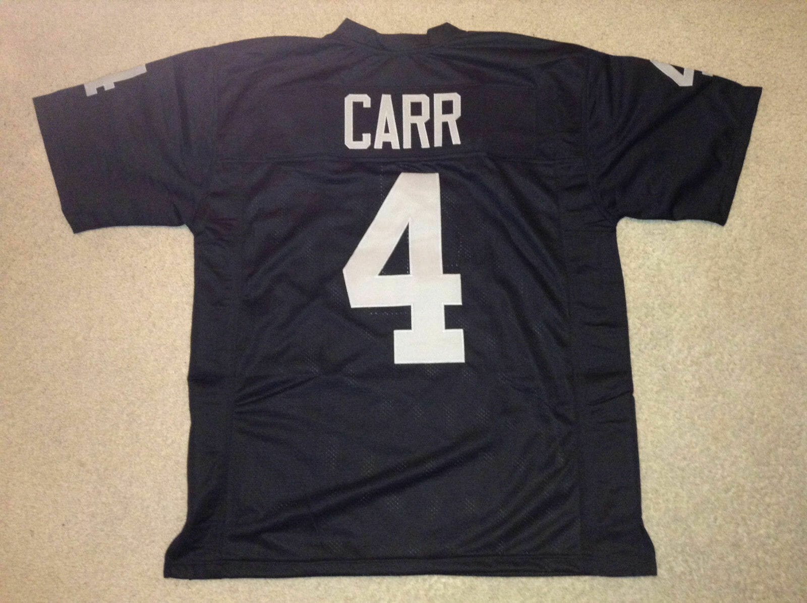 UNSIGNED CUSTOM Sewn Stitched Derek Carr Black Jersey