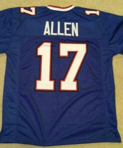 Josh Allen UNSIGNED CUSTOM Sewn Stitched Blue Jersey