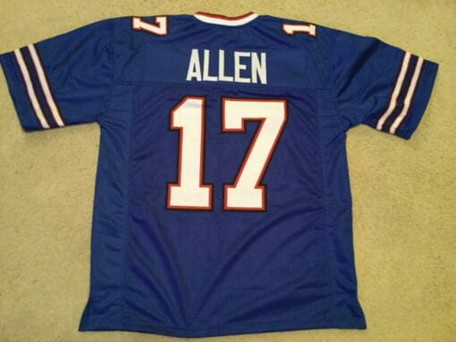 Josh Allen UNSIGNED CUSTOM Sewn Stitched Blue Jersey