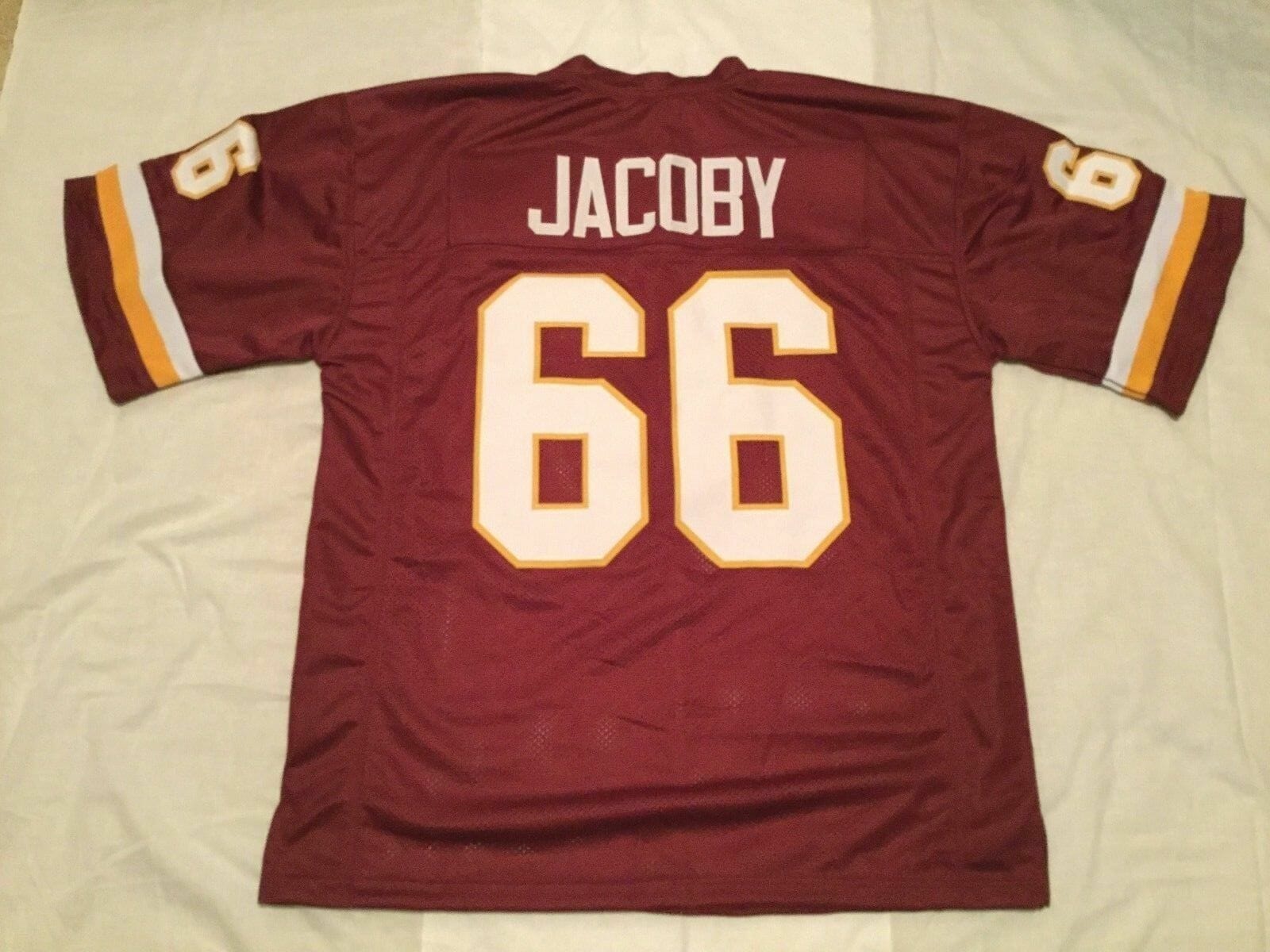 UNSIGNED CUSTOM Sewn Stitched Joe Jacoby Burgundy Jersey