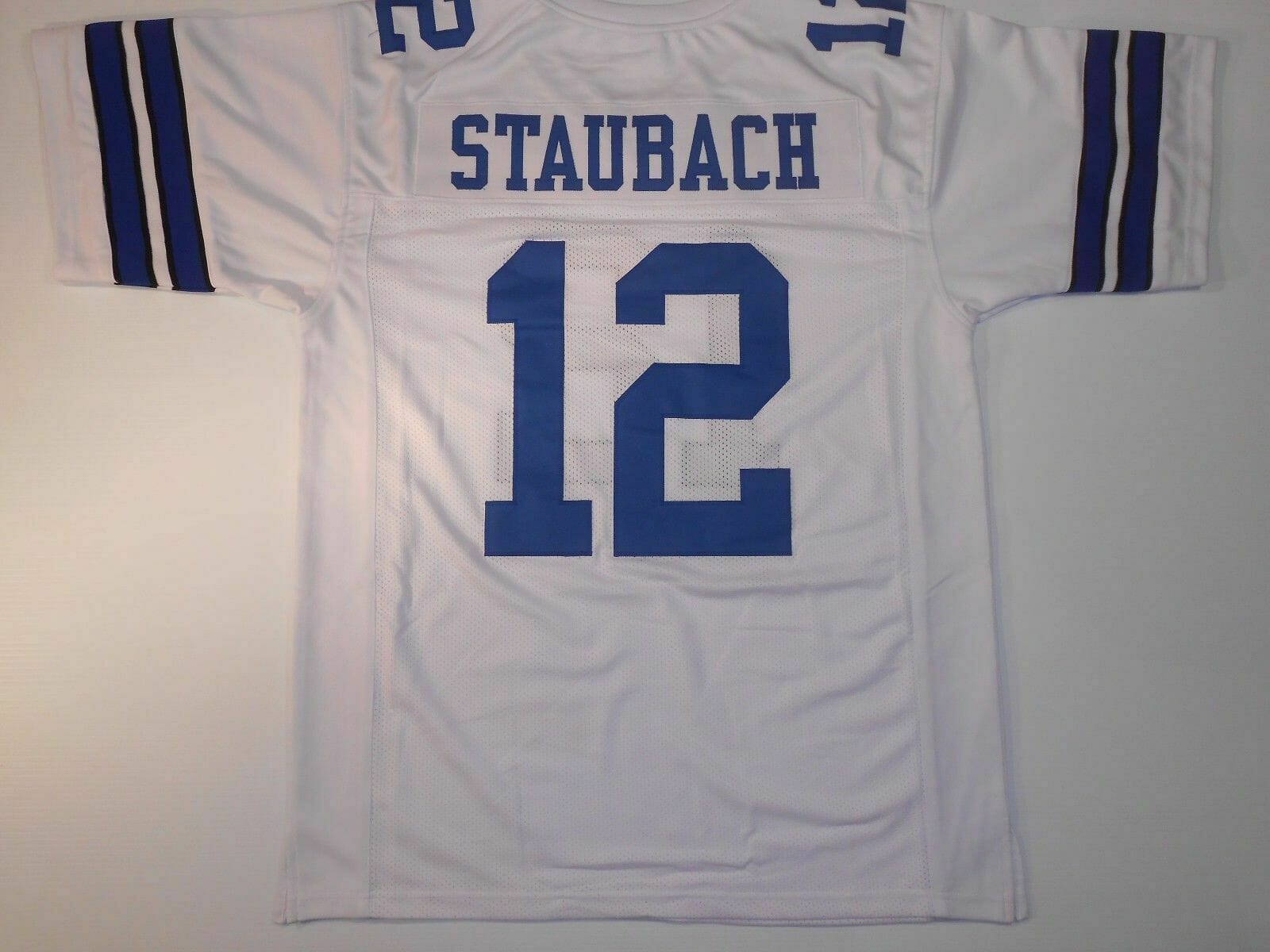 UNSIGNED CUSTOM Sewn Stitched Roger Staubach White Jersey