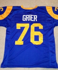 UNSIGNED CUSTOM Sewn Stitched Rosey Grier Blue Jersey