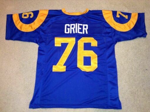UNSIGNED CUSTOM Sewn Stitched Rosey Grier Blue Jersey