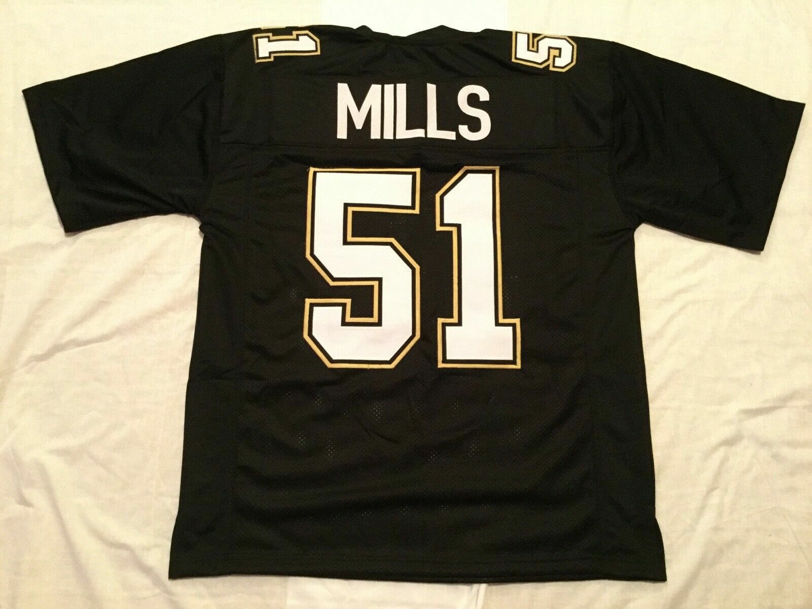 UNSIGNED CUSTOM Sewn Stitched Sam Mills Black Jersey