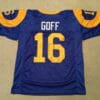 UNSIGNED CUSTOM Sewn Stitched Jared Goff Blue Jersey