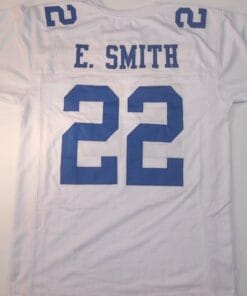 UNSIGNED CUSTOM Sewn Stitched Emmitt Smith White Jersey