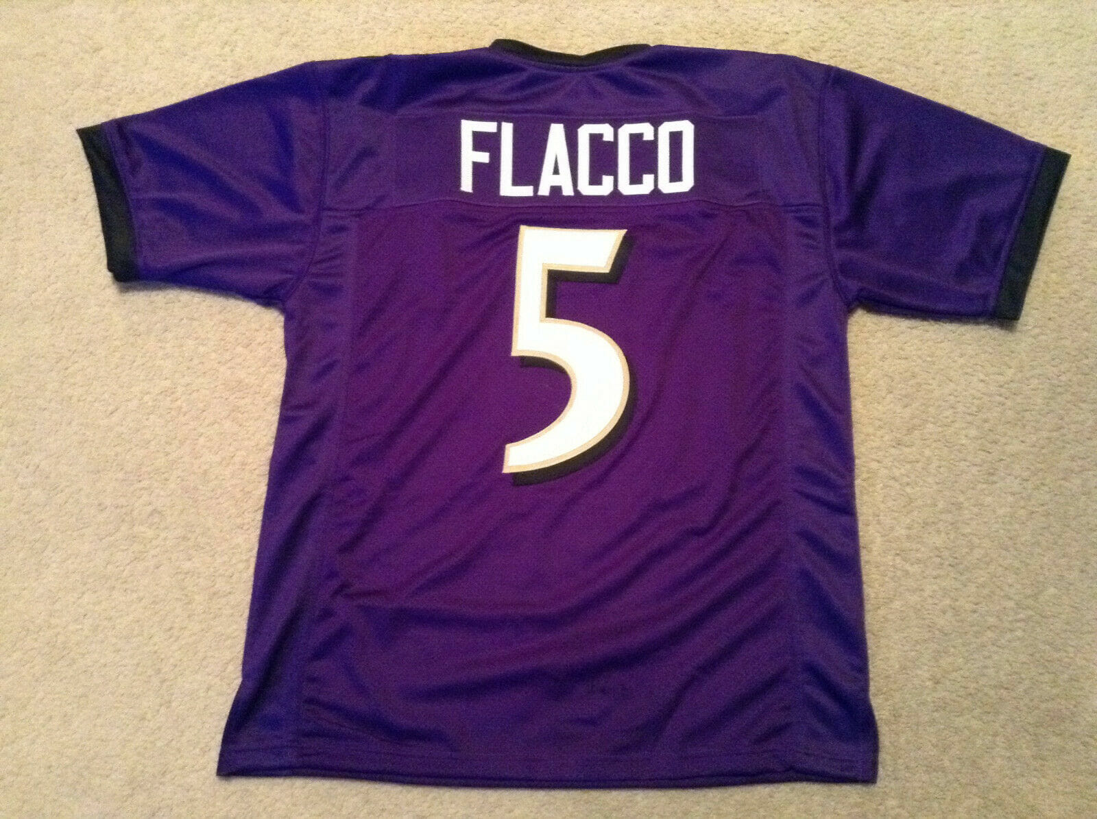 UNSIGNED CUSTOM Sewn Stitched Joe Flacco Purple Jersey