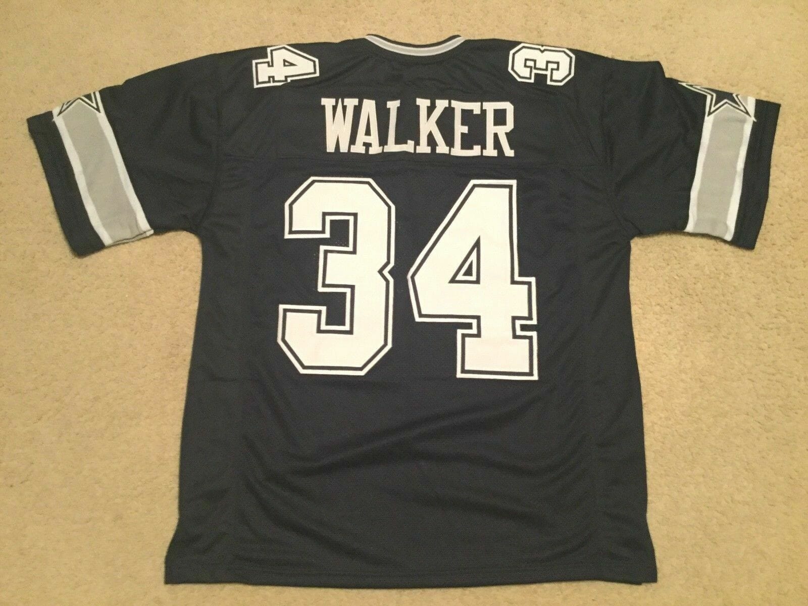 UNSIGNED CUSTOM Sewn Stitched Herschel Walker Blue Jersey