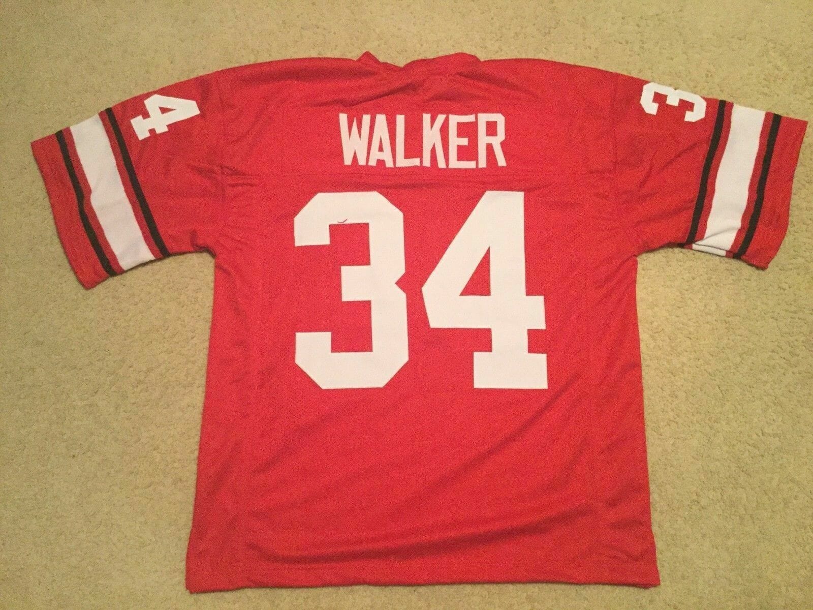 UNSIGNED CUSTOM Sewn Stitched Herschel Walker Red Jersey