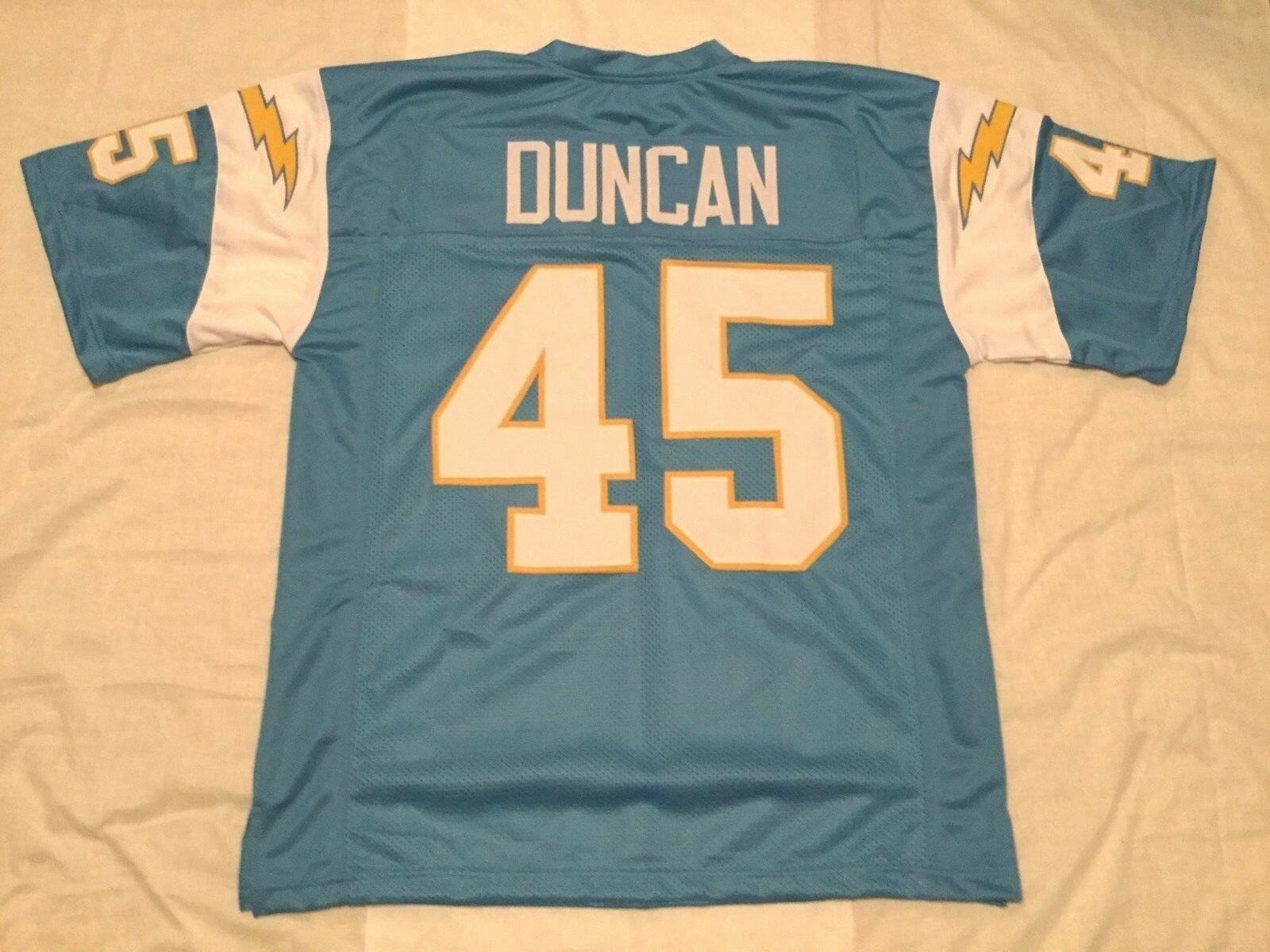 UNSIGNED CUSTOM Sewn Stitched Speedy Duncan Powder Blue Jersey