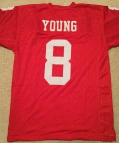 UNSIGNED CUSTOM Sewn Stitched Steve Young Red Jersey