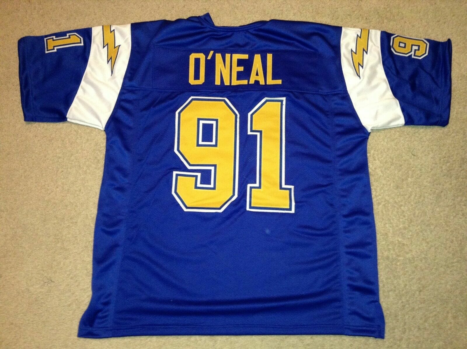 UNSIGNED CUSTOM Sewn Stitched Leslie O'Neal Bllue Jersey