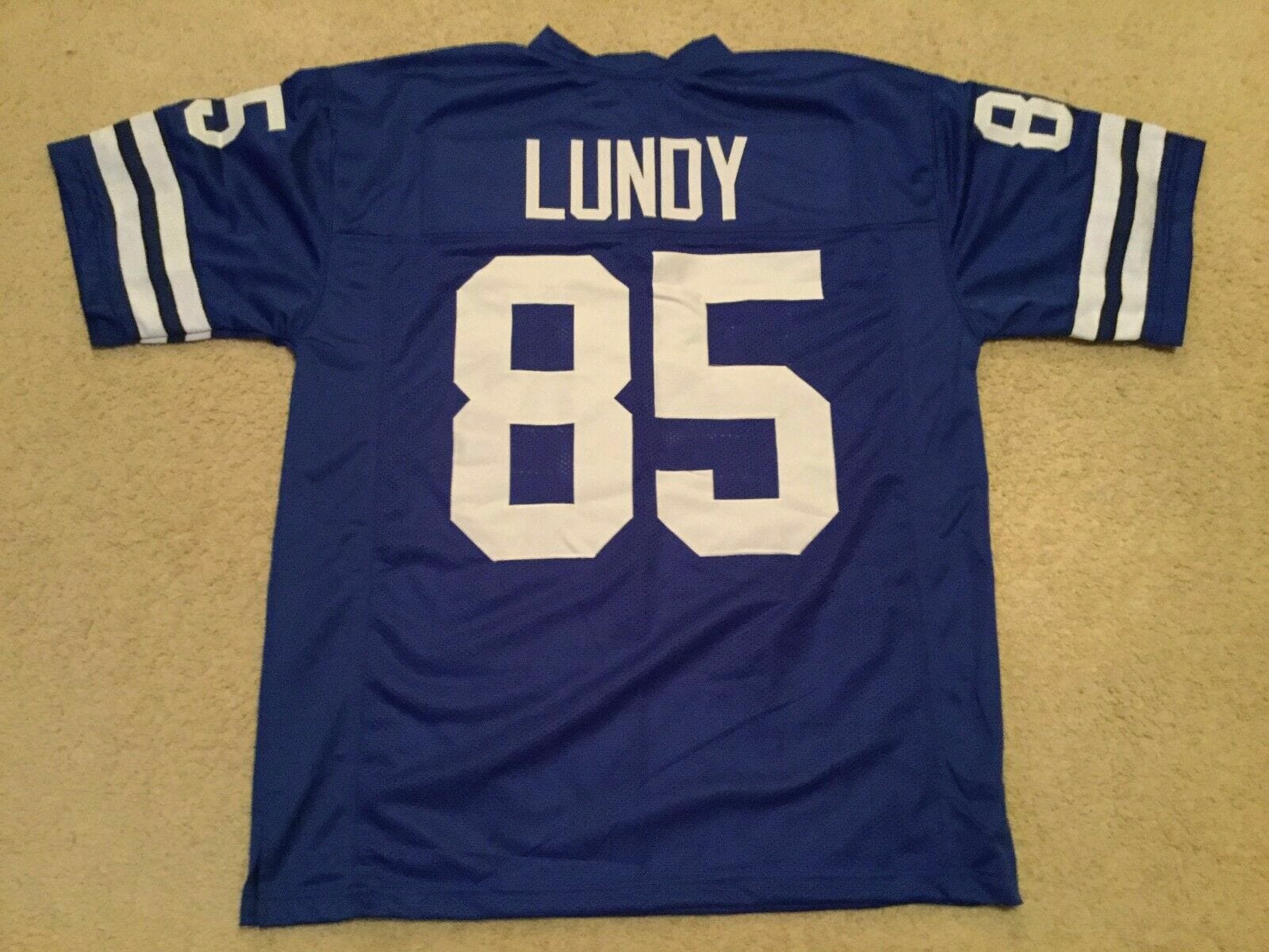 UNSIGNED CUSTOM Sewn Stitched Lamar Lundy Old Style Blue Jersey