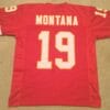 UNSIGNED CUSTOM Sewn Stitched Joe Montana Red #19 Jersey