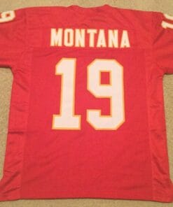 UNSIGNED CUSTOM Sewn Stitched Joe Montana Red #19 Jersey