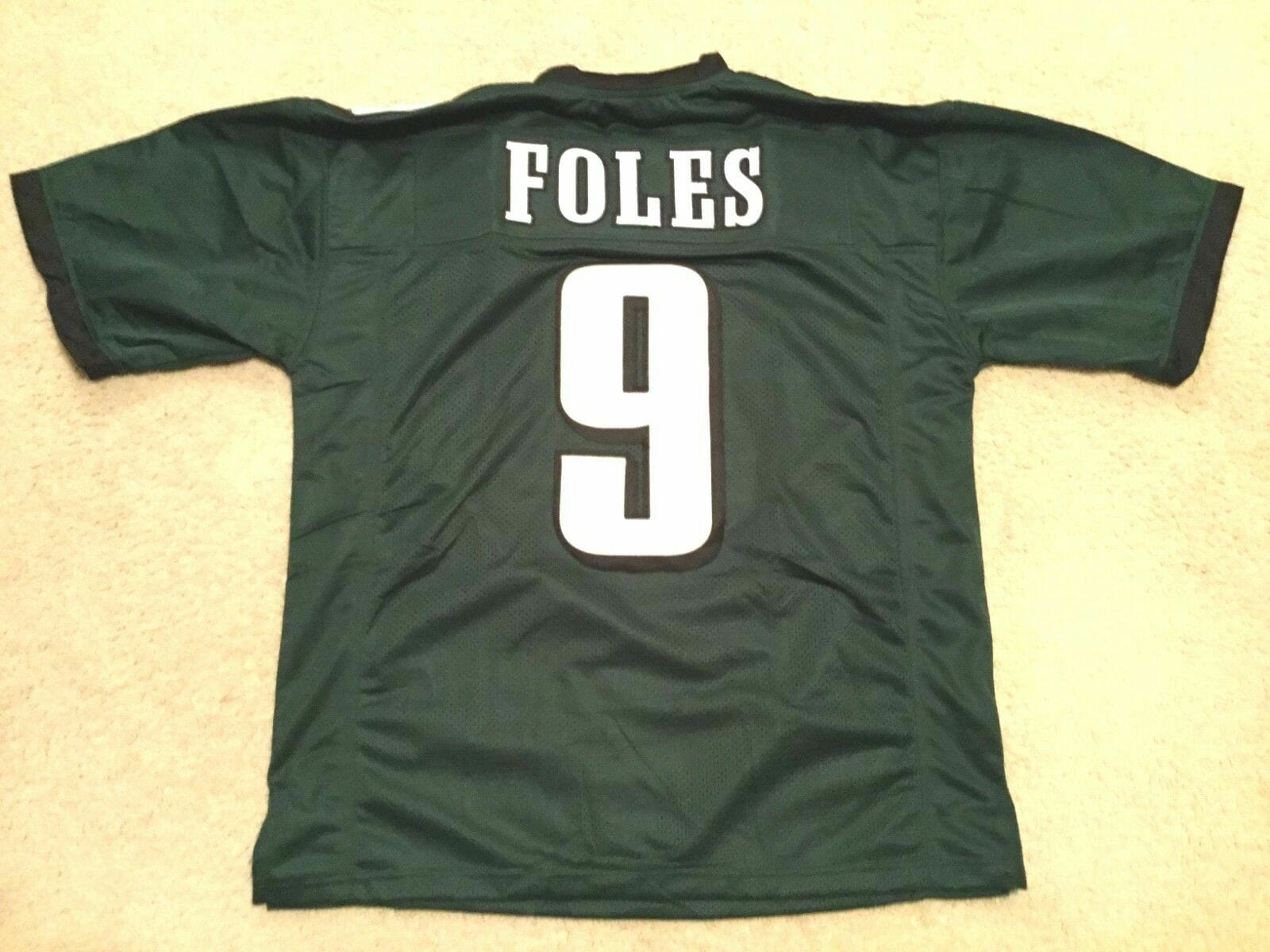UNSIGNED CUSTOM Sewn Stitched Nick Foles Green Jersey