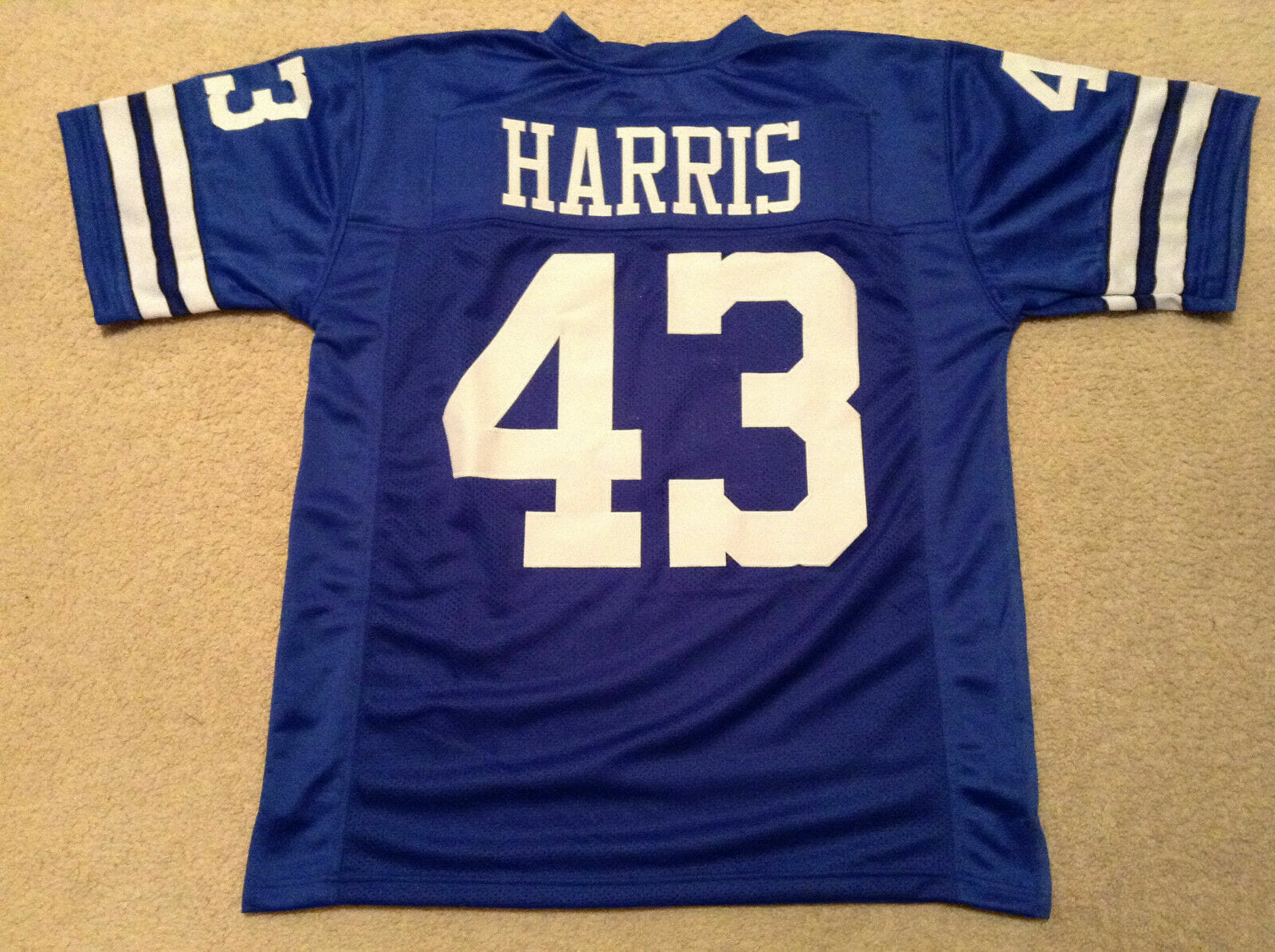 UNSIGNED CUSTOM Sewn Stitched Cliff Harris Blue Jersey
