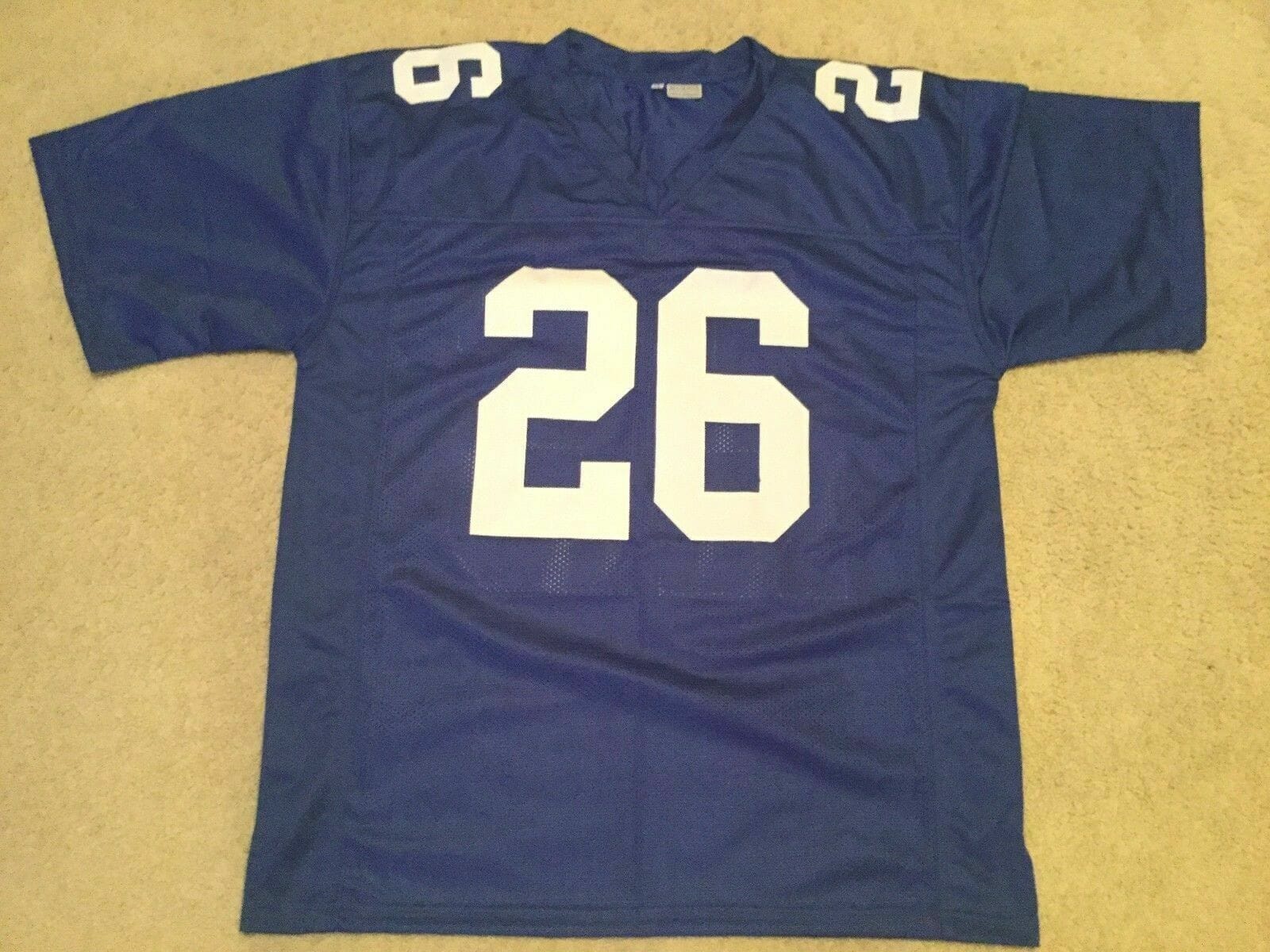 UNSIGNED CUSTOM Sewn Stitched Saquon Barkley Blue Jersey