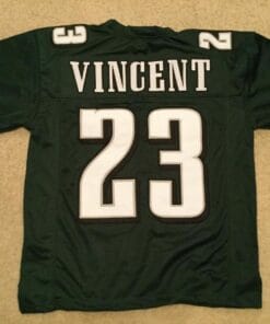 UNSIGNED CUSTOM Sewn Stitched Troy Vincent Green STAINED Jersey