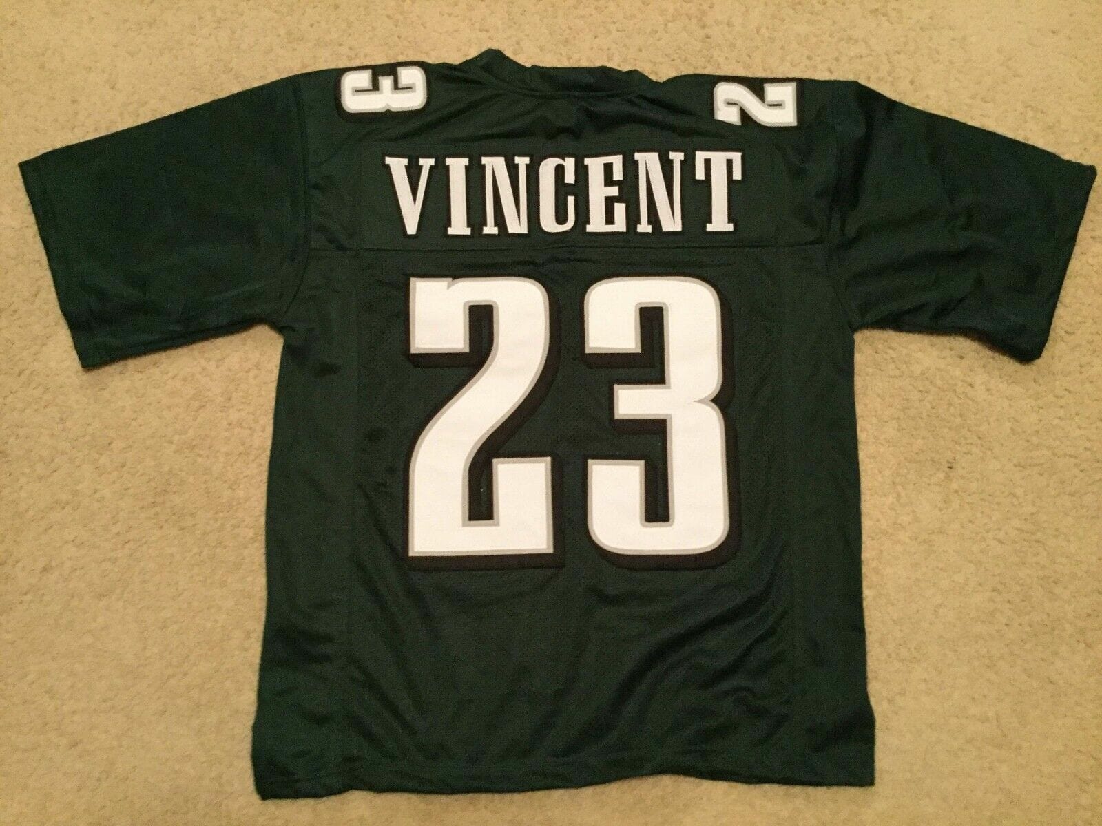 UNSIGNED CUSTOM Sewn Stitched Troy Vincent Green STAINED Jersey