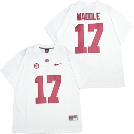 Alabama Crimson Tide #17 Jaylen Waddle College Football Jersey White