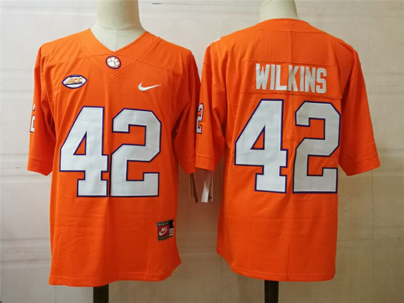 Clemson Tigers #42 Wilkins College Football Jersey Orange