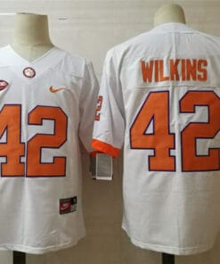 Clemson Tigers #42 Wilkins College Football Jersey White