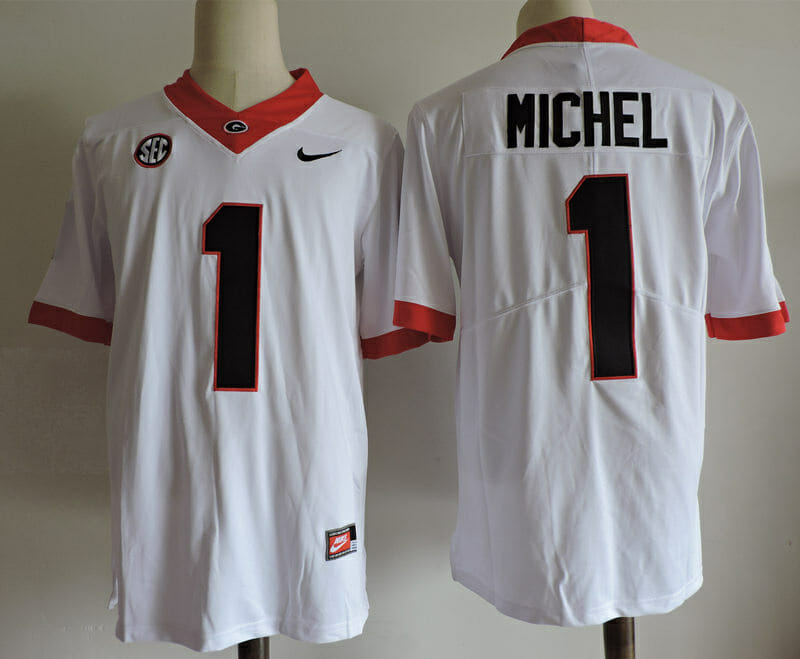 Georgia Bulldogs #1 Sony Michel Jersey College Football White