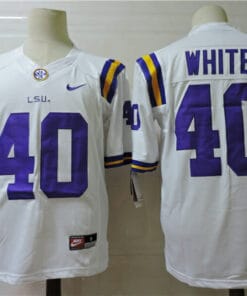 LSU Tigers #40 White College Football Jersey