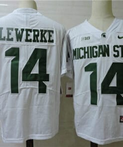 Michigan State Spartans #14 Brian Lewerke Football Jersey White