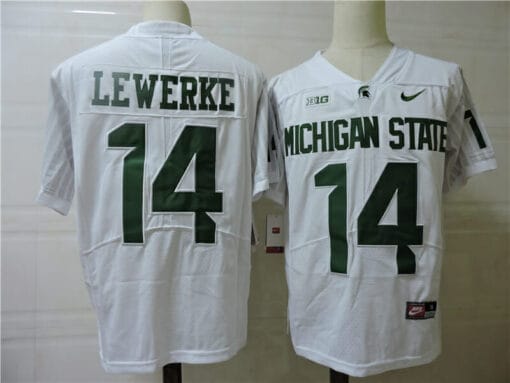Michigan State Spartans #14 Brian Lewerke Football Jersey White