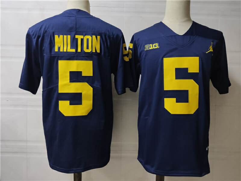Michigan Wolverines #5 Joe Milton College Football Jersey Navy