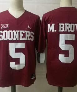Oklahoma Sooners #5 M.Brown College Football Jersey Red
