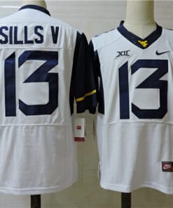 West Virginia Mountaineers #13 David Sills V Football Jersey White