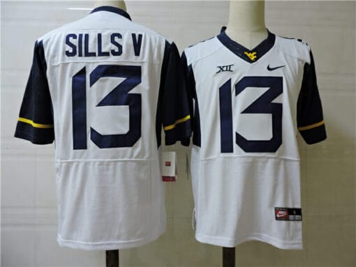 West Virginia Mountaineers #13 David Sills V Football Jersey White
