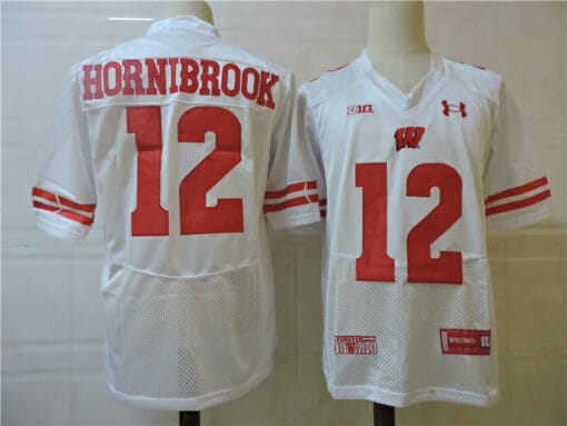 Wisconsin Badgers #12 Hornibrook College Football Jersey White